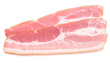 Bacon slices on white background