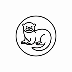 Cute otter line art icon in a circle