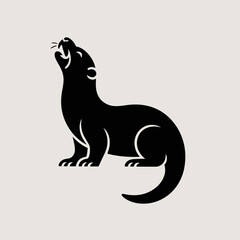 Stylized black silhouette of an otter reaching upwards
