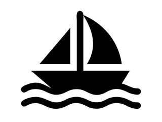 Vector art of black sailboat on the sea in vector format