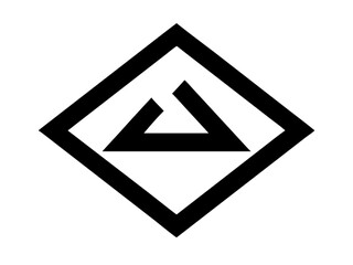 Vector art of black triangle in rhombus shape logo