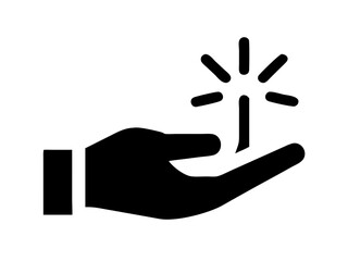 Obraz premium Vector art of hand holding a spark, representing magic, energy, and innovative ideas