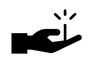 Vector art of hand holding a spark, symbolizing magic, energy, and innovative ideas