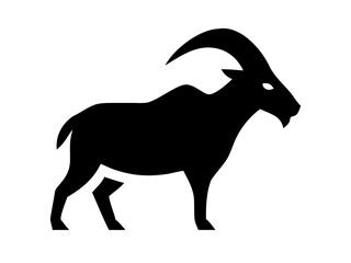 Vector art of silhouette of a goat with large horns