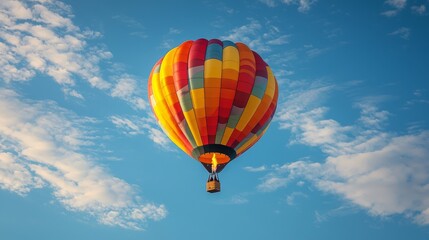 Fototapeta premium Colorful hot air balloon soaring in a blue sky