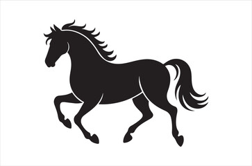 Silhouette of hourse, Set of hourse cartoon  of different shapes,  Animels vector illustration, Collection of Hand Drawn pet icons on white background.