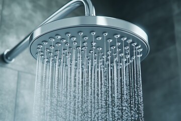 Chrome showerhead with water cascading down (1)