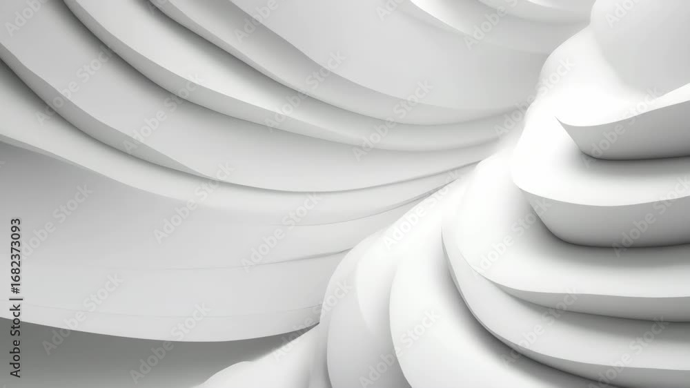 Poster the focus is on an elegant arrangement of swirling white curves that create a sense of depth and tex
