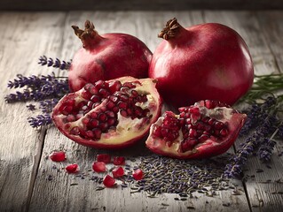 Fresh Pomegranate with Lavender and Spices