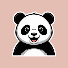 Cute cartoon panda bear portrait with a happy expression