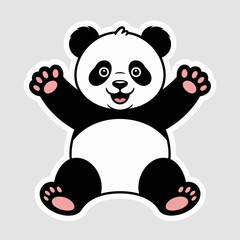 Cute cartoon panda bear sitting with arms open wide and a happy expression