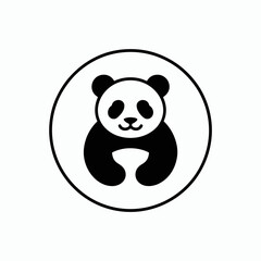 Cute cartoon panda bear sitting inside a circular frame