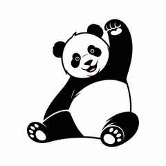 Cute cartoon panda waving hello with a happy expression