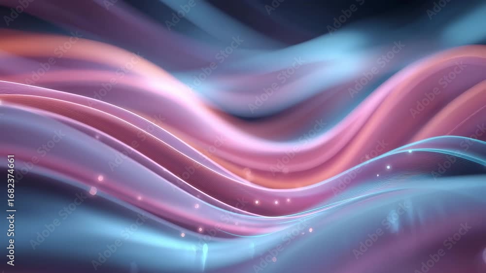 Poster flowing waves in shades of pink and blue create an enchanting visual display. the gentle movement ev
