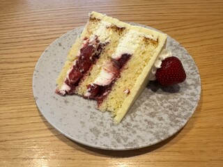 Tasty cake on a table in a cafe