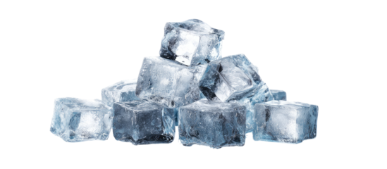 A pile of clear ice cubes