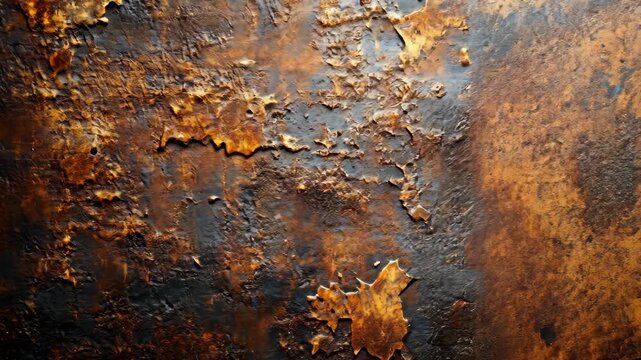 Closeup of Textured Rusty Metal Surface with Patina.