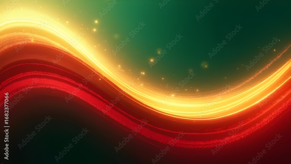 Poster radiant abstract wave background with golden light and sparkle elements