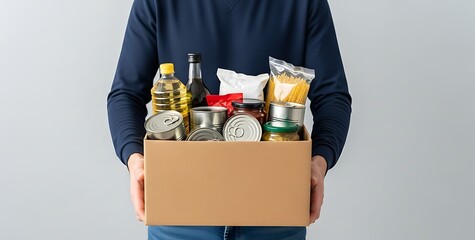 Person holding box of groceries