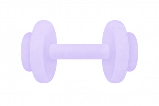 Light purple dumbbell with transparent background, representing fitness, workout, gym and healthy lifestyle