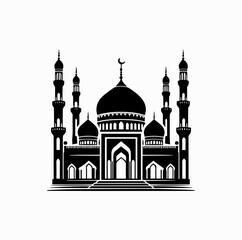 Mosque Silhouette with Domes and Minarets &ndash; Islamic Architecture for Ramadan and Eid