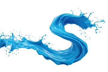 Abstract flowing blue water splash, forming an S shape
