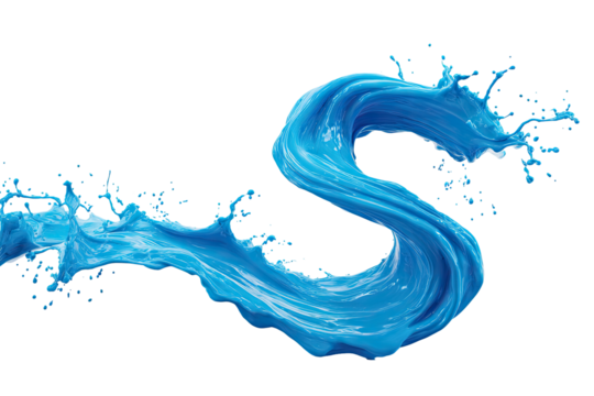 Abstract flowing blue water splash, forming an S shape