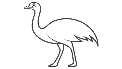 Outline drawing of an emu on a white background bird