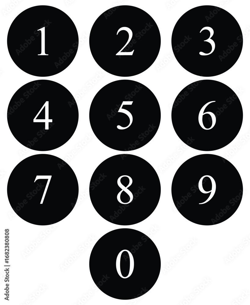 Poster contrast number badges set. classic phone keypad layout vector. corporate blue number icons pack. bu
