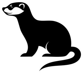 Black and White Cartoon Illustration of an American Marten