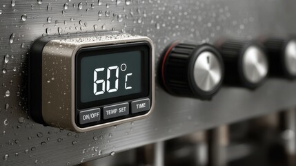 Digital thermometer displays temperature in food processing industry, showcasing precision in dehydration techniques for optimal results