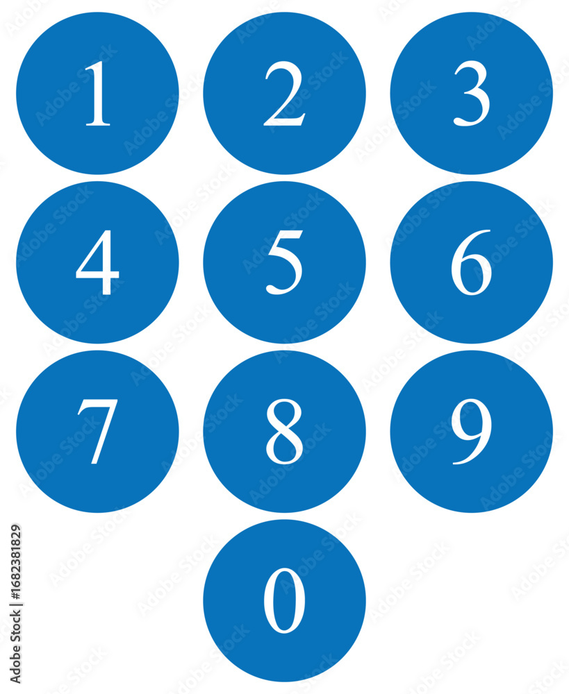 Poster contrast number badges set. classic phone keypad layout vector. corporate blue number icons pack. bu