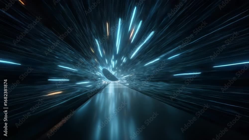 Aufkleber experience a mesmerizing tunnel filled with blue and white light streaks that create a sense of spee