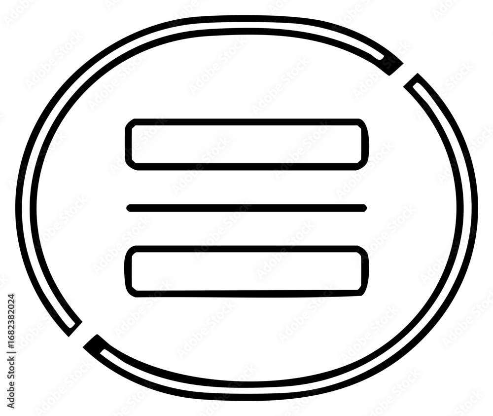 Poster menu symbol within interrupted circle frame minimalist line style flat design