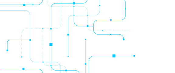 Obraz premium Vector abstract digital technology with crossed blue lines and dots.