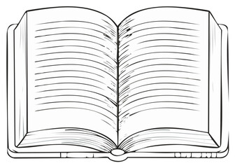 Obraz premium Open book with blank lined pages in a hand drawn sketch style