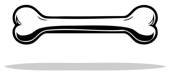 Dog Bone Illustration Simple Black Outlined Silhouette Dog Bone Symbol Cartoon Style Ideal For Pet Designs Veterinary Themes Or Animal Related Concepts