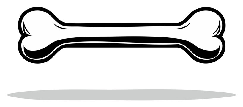 Dog Bone Illustration Simple Black Outlined Silhouette Dog Bone Symbol Cartoon Style Ideal For Pet Designs Veterinary Themes Or Animal Related Concepts