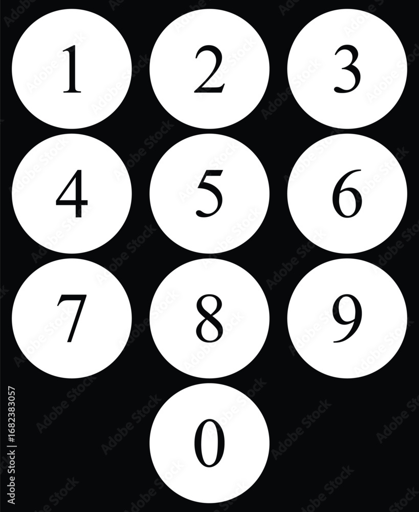 Aufkleber contrast number badges set. classic phone keypad layout vector. corporate blue number icons pack. bu