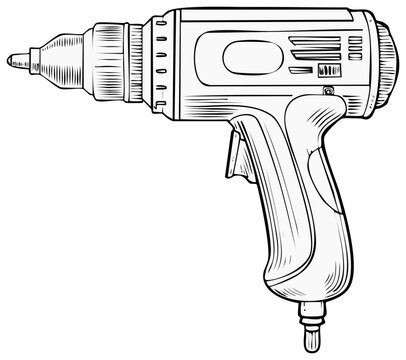 black and white drill tool clip art preview
