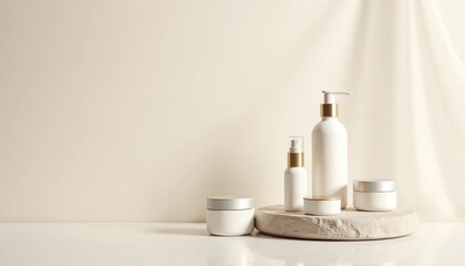 Luxury Beauty Packaging Displayed On Stone Pedestal Mockup Generate Ai