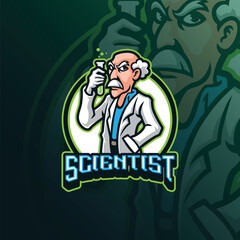 Scientist mascot logo design. Scientist illustration concept style for badge, emblem and t shirt printing.