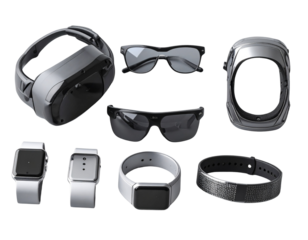 Wearable Health Monitoring Devices Layout with Smart Glasses and Wristbands, transparent PNG