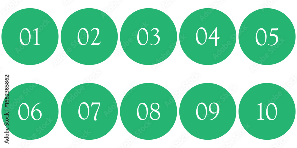 Poster number bullet point set. set for children's development and education. number flags 1 to 10. colorfu