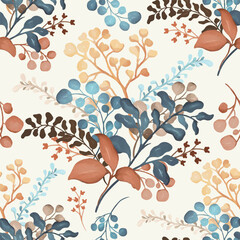 enchanted leave watercolor seamless pattern for background
