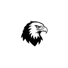 Fototapeta premium Black and white stylized eagles head, ideal for wildlife posters, tshirt designs, animal logos, and outdoorthemed graphic designs.