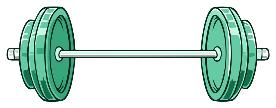 Green cartoon barbell illustration for fitness and gym concepts