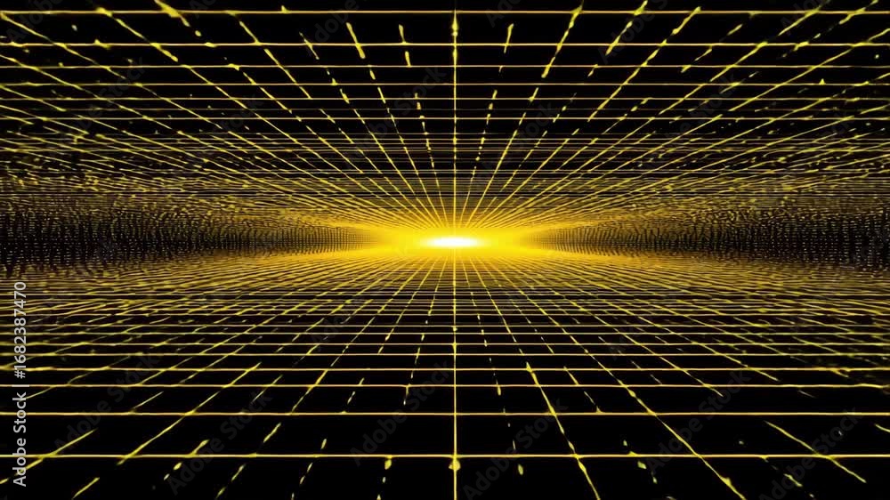 Aufkleber a mesmerizing visualization showcases a digital environment defined by a grid of golden lines extend