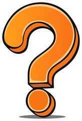 Bold Orange Question Mark Symbol with Shadow and Outline