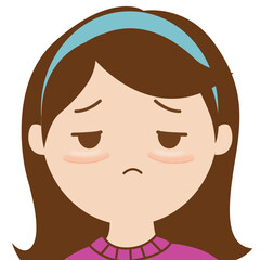 Puffy eye bag close up of aging woman's face, illustration cartoon on white background
